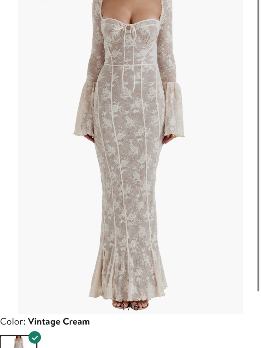 Vintage HOUSE OF CB Delilah Floral Long Sleeve Lace Maxi Dress - Picture 4 of 4